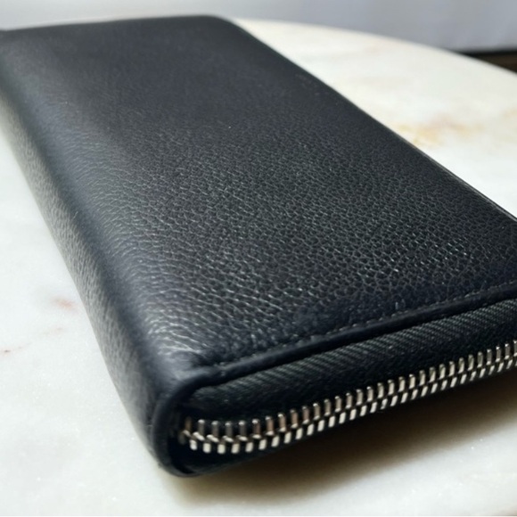 SAINT LAURENT PARIS Zip Around Wallet in Grain de Poudre Embossed Leather Black - Picture 11 of 12